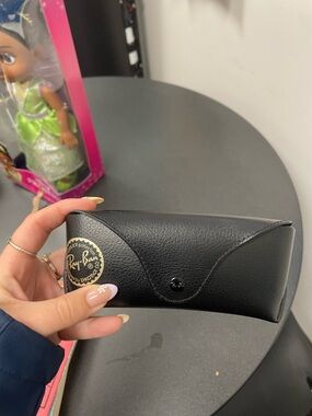 Ray-Ban Black Leatherette Sunglass Case with Gold Emblem